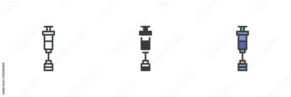 Vaccine syringe different style icon set Vaccine syringe different style icon set