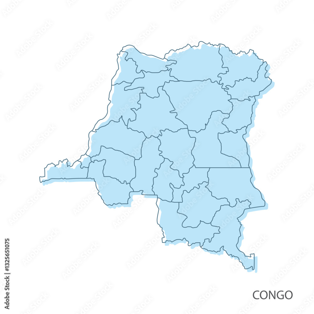 Obraz premium Congo map line per area soft blue design