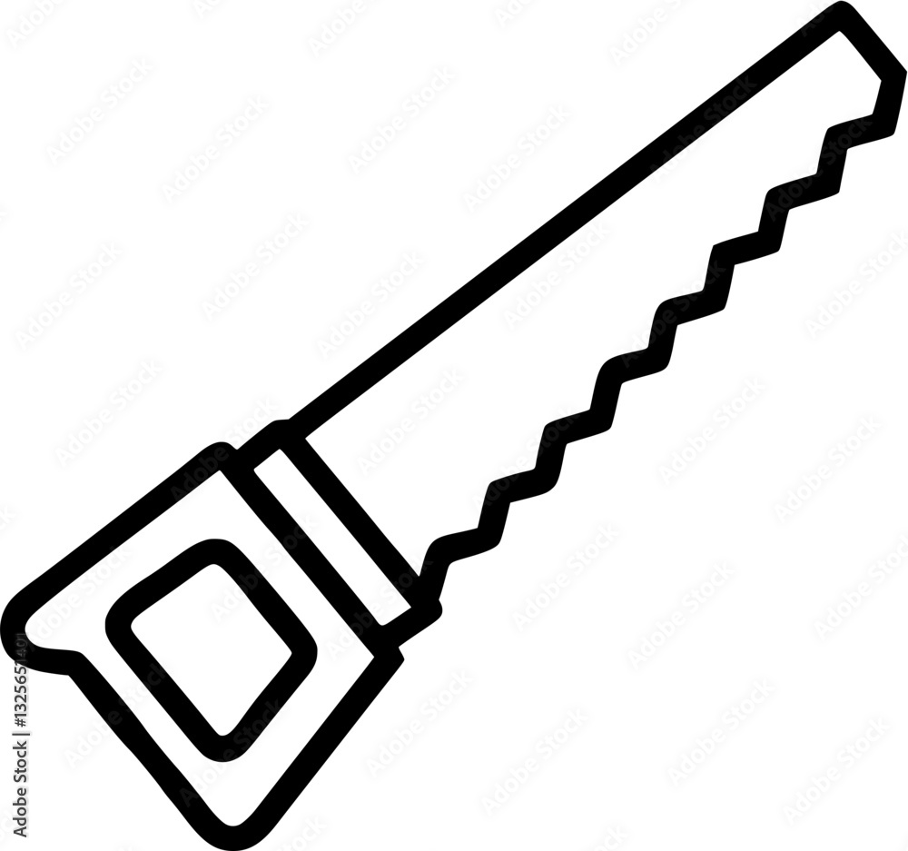 Saw in outline icon style, Construction and repair theme. Saw in outline icon style, Construction and repair theme.
