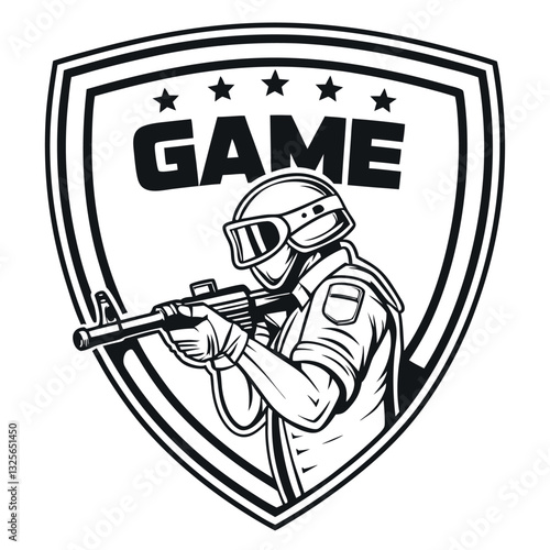 Game Rifle Shield T-Shirt Design for Shooting Sport Enthusiasts and Gamers