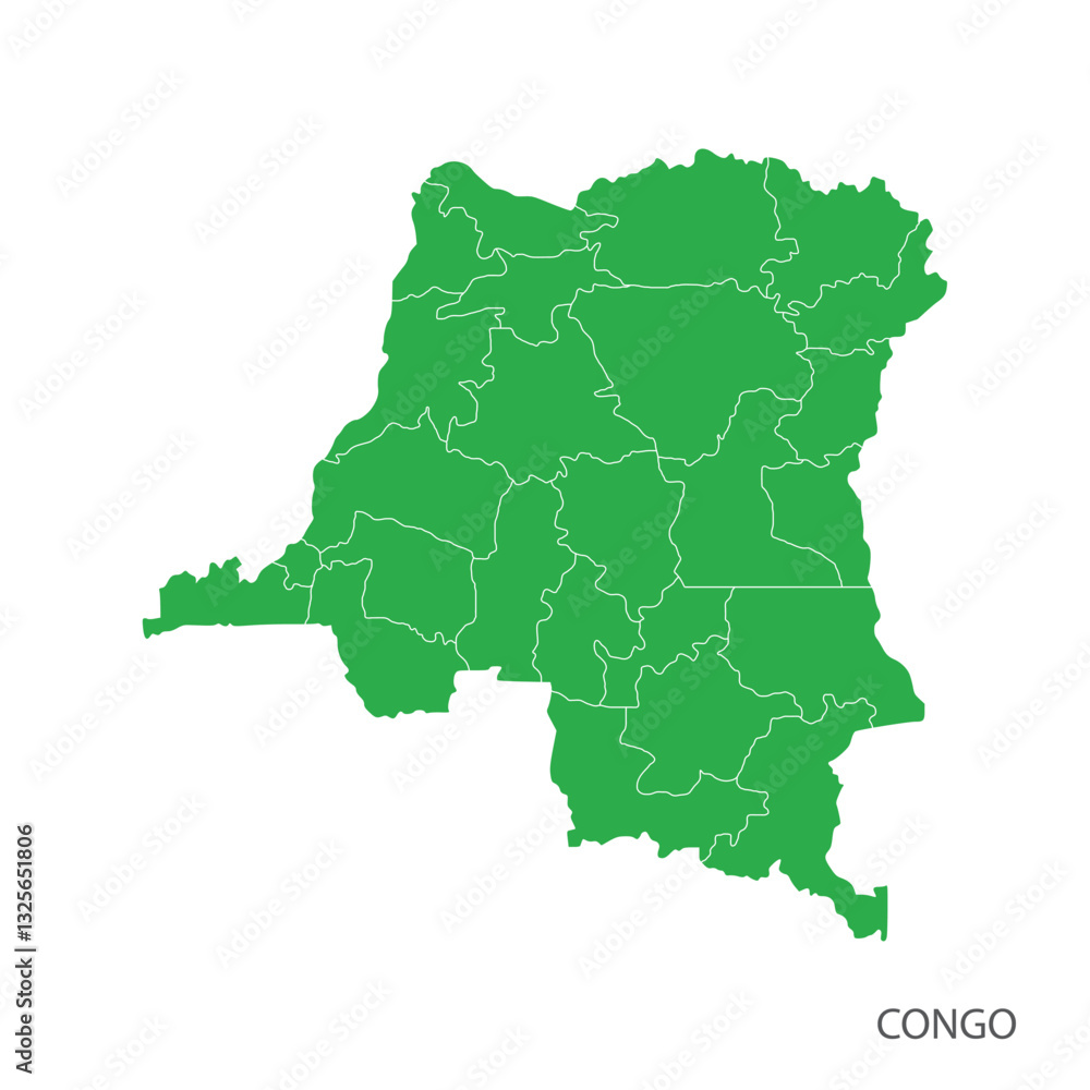 Obraz premium Congo map line per area green design 