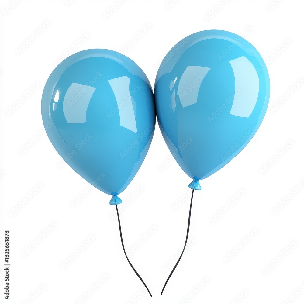 Two Light Blue Glossy Balloons on White Background Two Light Blue Glossy Balloons on White Background