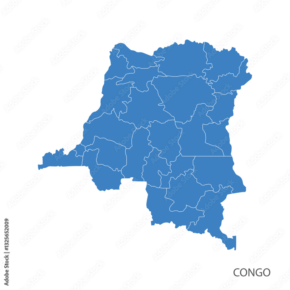 Fototapeta premium Congo map line per area blue design 