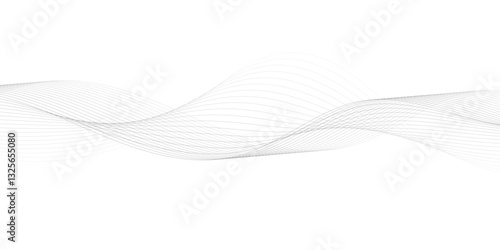 Abstract smooth wave on a white background. Dynamic sound wave. Design element. Vector illustration. 