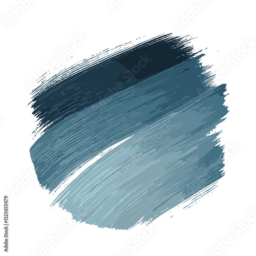 Abstract blue brushstrokes in gradient from dark navy to light icy blue on light beige background
