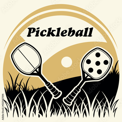 Retro Pickleball Player Silhouette T-Shirt Design for Sport Enthusiasts