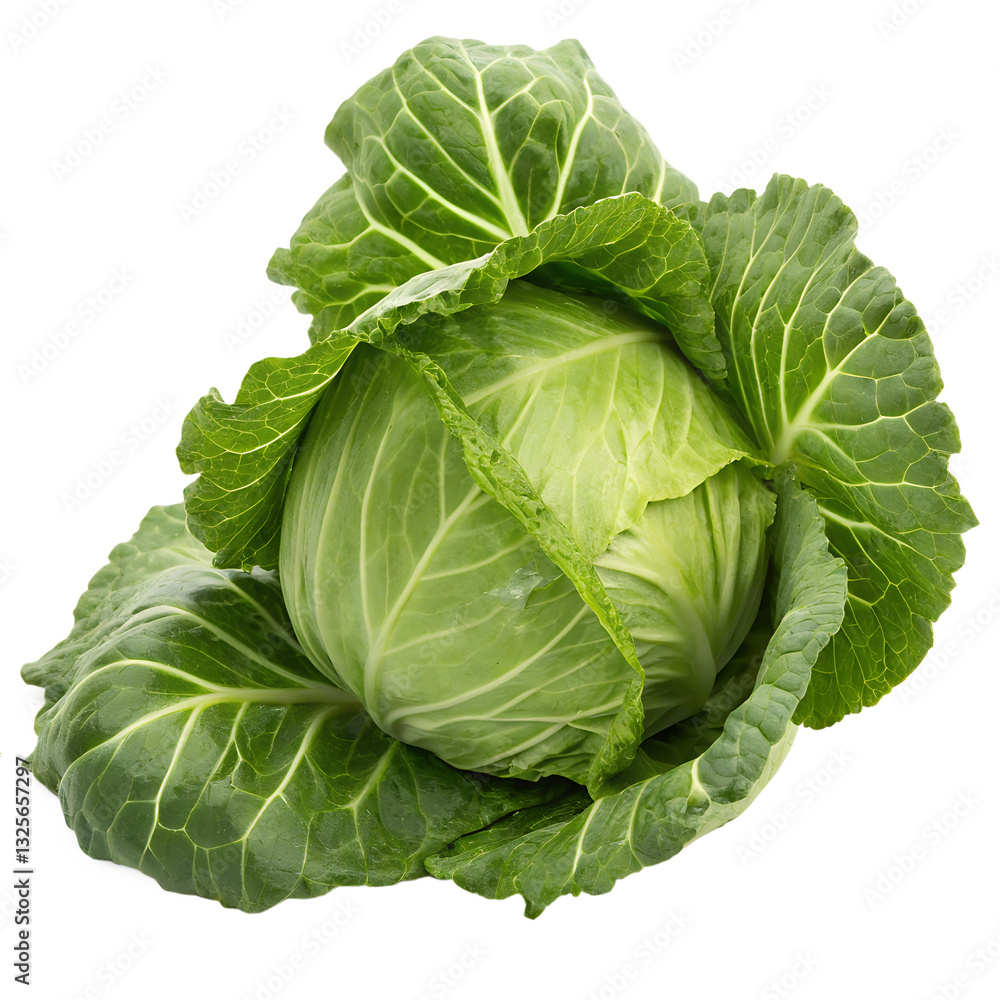 Fresh Green Cabbage Isolated on White Background Fresh Green Cabbage Isolated on White Background
