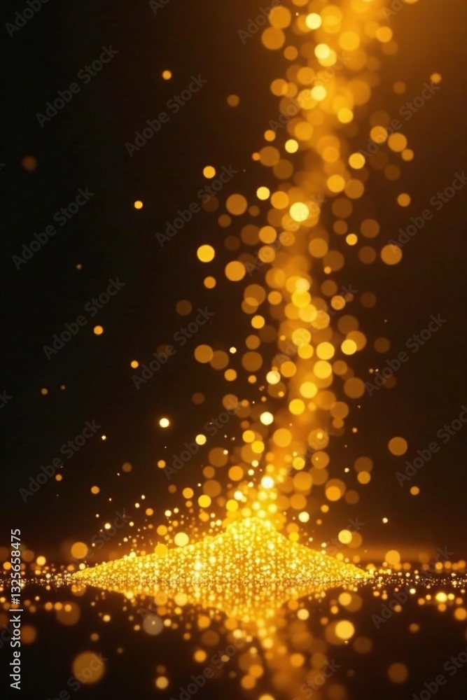 Obraz premium Glittering gold flakes float gently through the air, sparkle, golden, shine