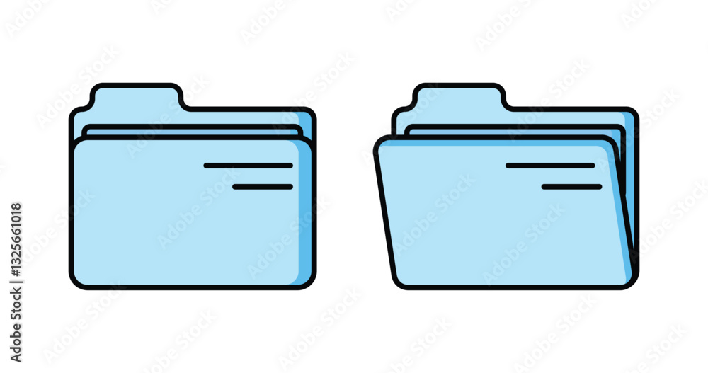File folder flat vector icons outline blue File folder flat vector icons outline blue