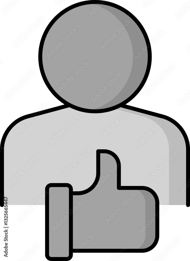 User profile icon with a thumbs-up representing verified approval, decision validation, authentication, and trust-based access User profile icon with a thumbs-up representing verified approval, decision validation, authentication, and trust-based access