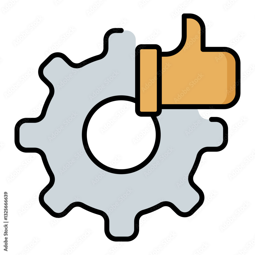 Gear icon with a thumbs-up representing validated processes, workflow approvals, compliance confirmation, and system verification Gear icon with a thumbs-up representing validated processes, workflow approvals, compliance confirmation, and system verification