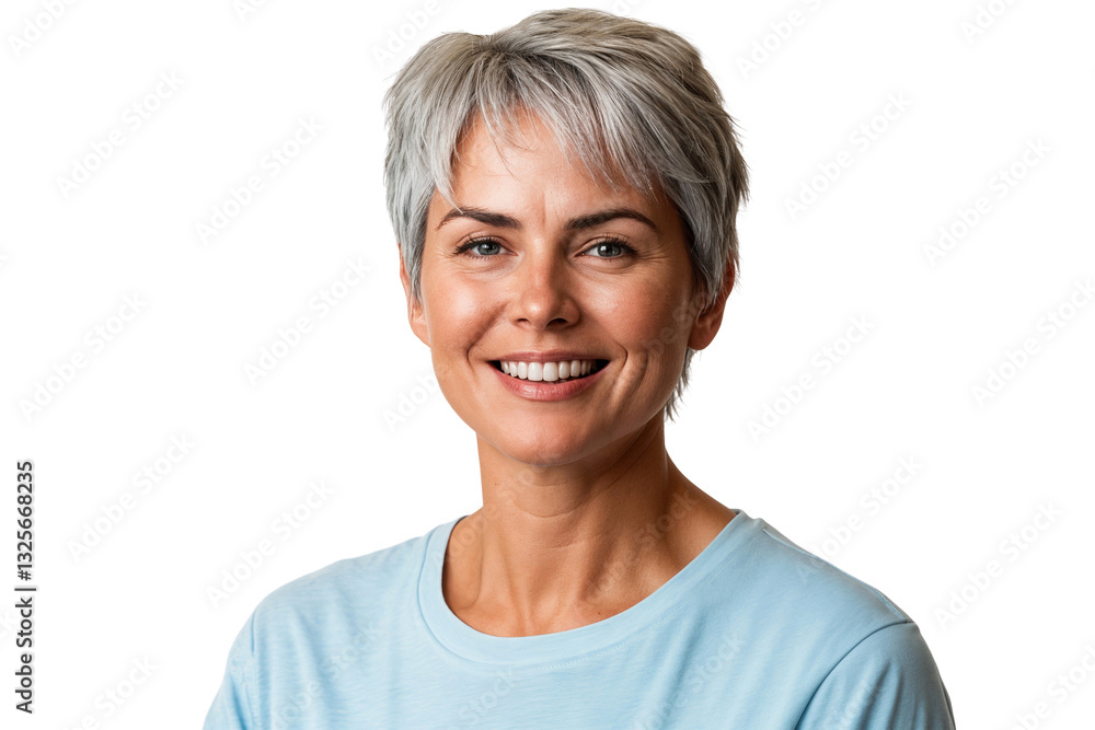 Portrait of friendly senior woman smiling with gray hair, isolated on transparent background Portrait of friendly senior woman smiling with gray hair, isolated on transparent background