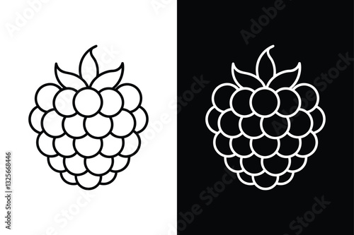 Blackberry with Leaf on White & Black Background. Premium Stock Image