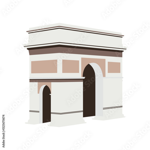 Arc de Triomphe isolated. Arc de Triomphe vector. Arc de Triomphe icon. Paris historic triumphal landmark city center on white background. Symbol illustration, tourism, travel, France, Europe, graphic