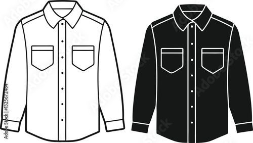 Casual button up shirt fashion illustration template