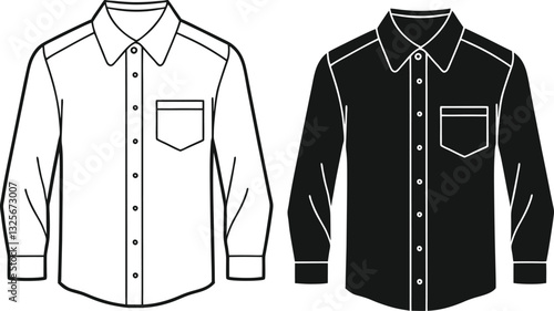 Casual button up shirt fashion illustration template