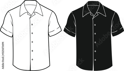 Casual button up shirt fashion illustration template