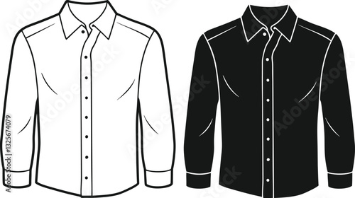 Casual button up shirt fashion illustration template