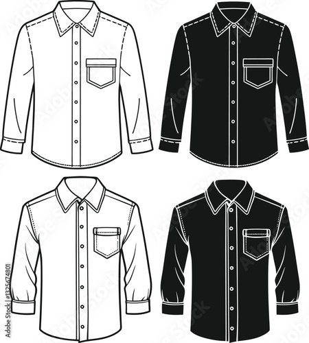 Casual button up shirt fashion illustration template
