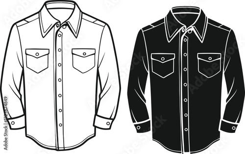 Casual button up shirt fashion illustration template
