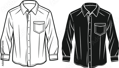 Casual button up shirt fashion illustration template