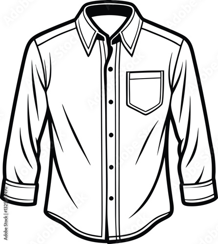 Casual button up shirt fashion illustration template