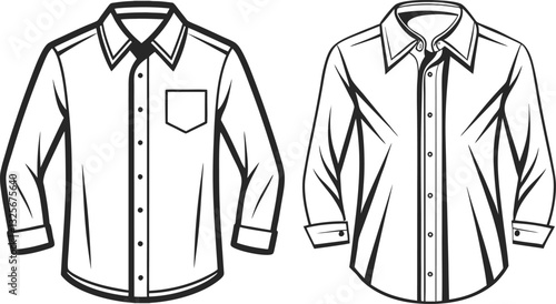 Casual button up shirt fashion illustration template