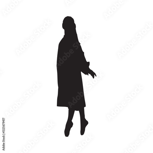 Silhouette of a gorgeous young woman in summer clothes posing stylishly.

