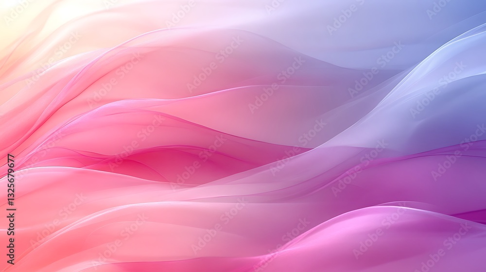 Fototapeta premium Abstract pastel pink, purple, and blue wave background.