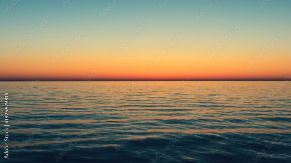 Serene Sunset Over Calm Ocean Water with Gentle Waves and Soft Colors Reflecting in Tranquil Atmosphere, A Perfect Scene for Relaxation and Peacefulness Serene Sunset Over Calm Ocean Water with Gentle Waves and Soft Colors Reflecting in Tranquil Atmosphere, A Perfect Scene for Relaxation and Peacefulness