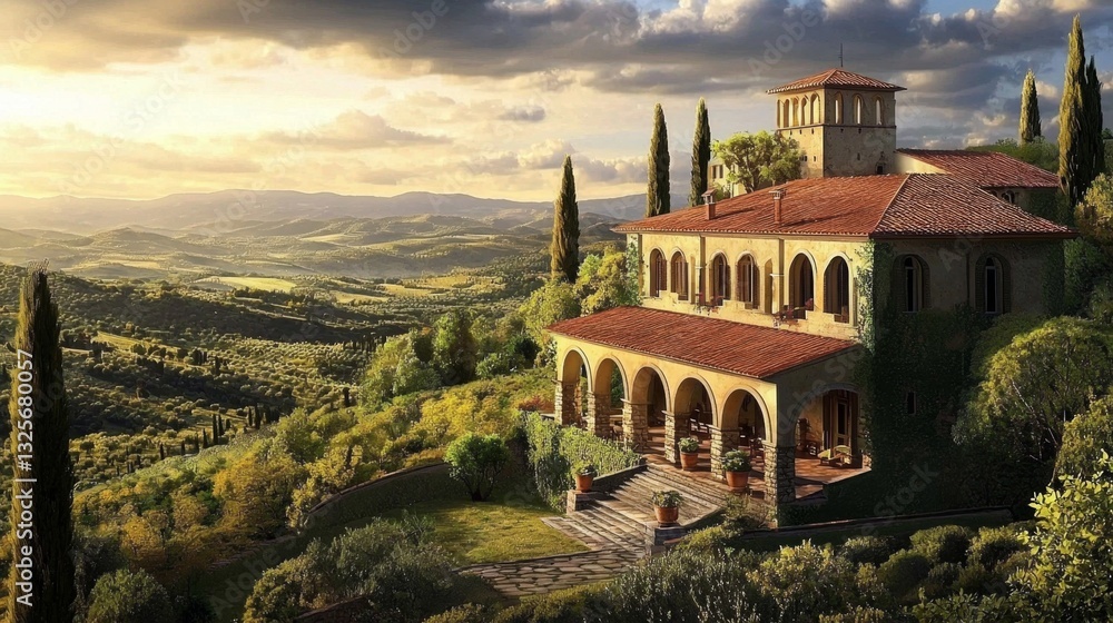Naklejka premium This magnificent villa embodies the essence of Renaissance design.