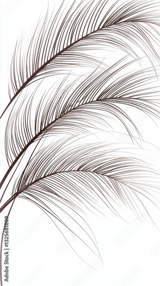Fototapeta premium Minimalist design featuring palm leaves in a single continuous line.