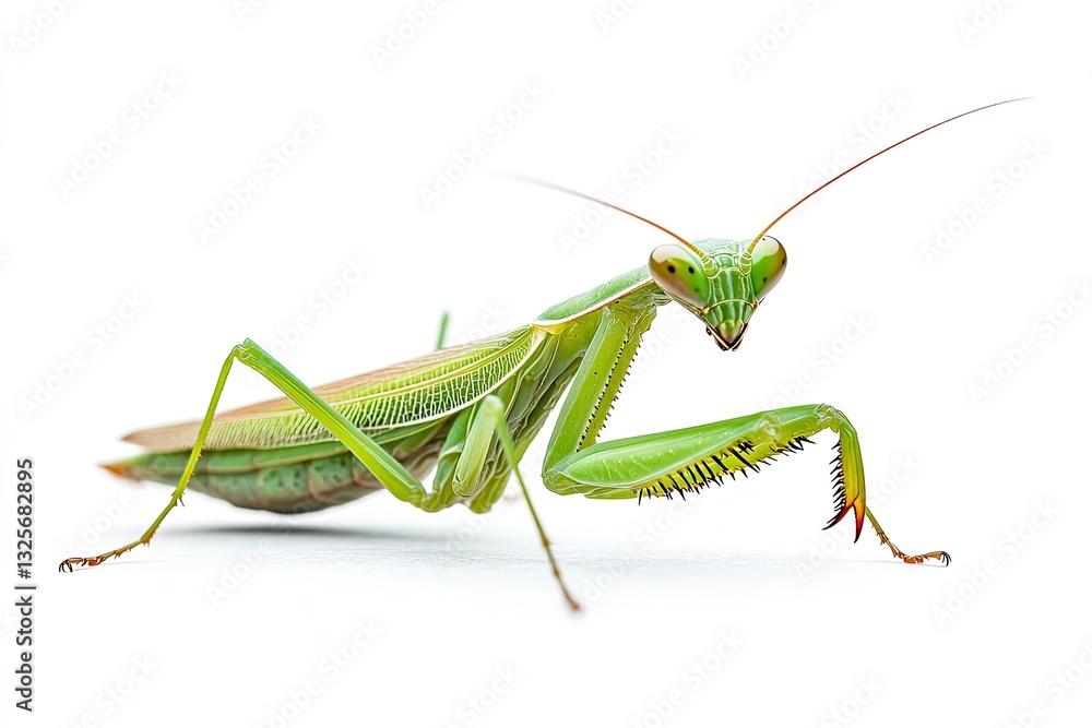 Macro Photography of Praying Mantis Isolated on White Background Macro Photography of Praying Mantis Isolated on White Background