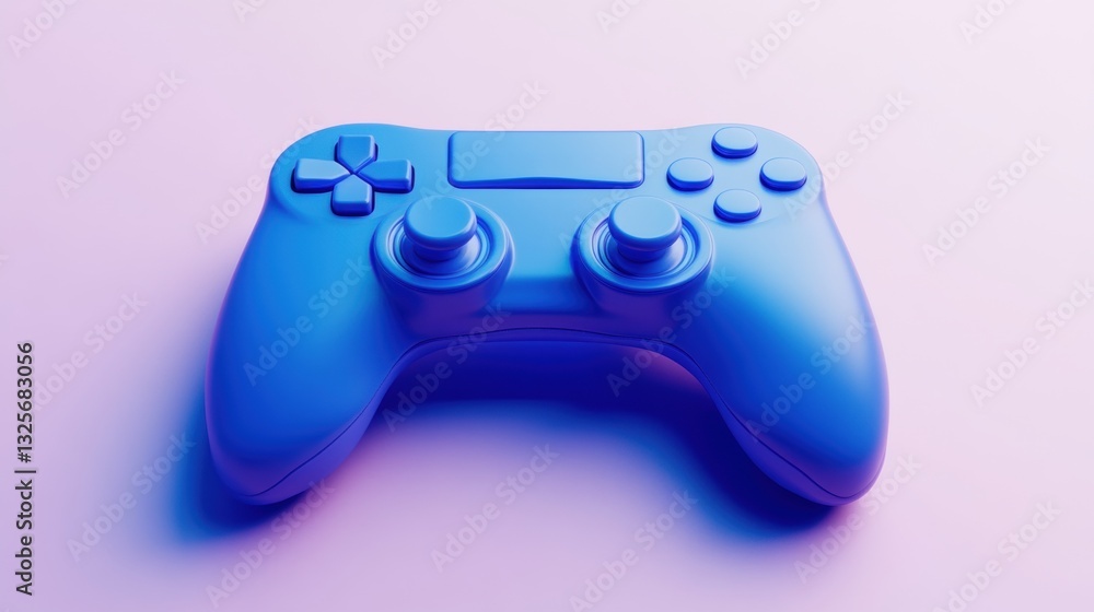 Vibrant Blue Game Controller on Soft Background for Gaming Enthusiasts and Digital Interaction Vibrant Blue Game Controller on Soft Background for Gaming Enthusiasts and Digital Interaction