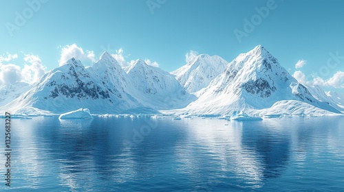 Wallpaper Mural Snow-capped mountains reflected in a calm, blue ocean. Torontodigital.ca