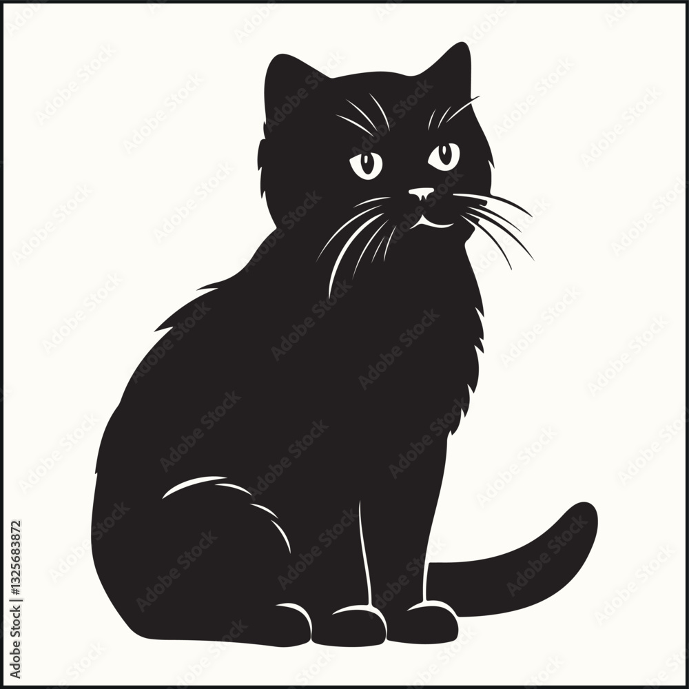 Obraz premium Silhouette of a Scottish Fold, Adorable Kitty