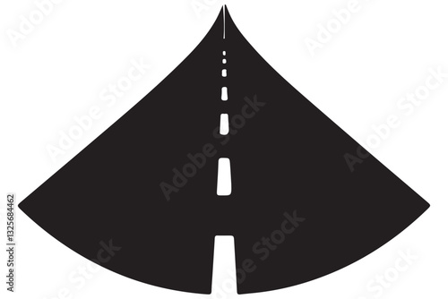 Road receding perspective transportation route illustration with center divider