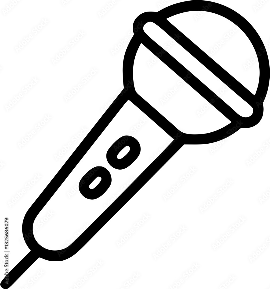 Microphone in outline icon style, events and Festivals theme. Microphone in outline icon style, events and Festivals theme.