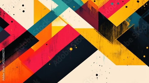 Vibrant Abstract Geometric Shapes with Bold Colors and Textures in a Dynamic Composition for Modern Art and Creative Projects