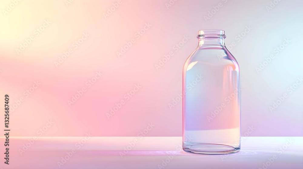 Glass Bottle with Pastel Gradient Background Glass Bottle with Pastel Gradient Background