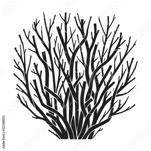 Silhouette Bush Without Leaves Illustration Vector Graphic Template