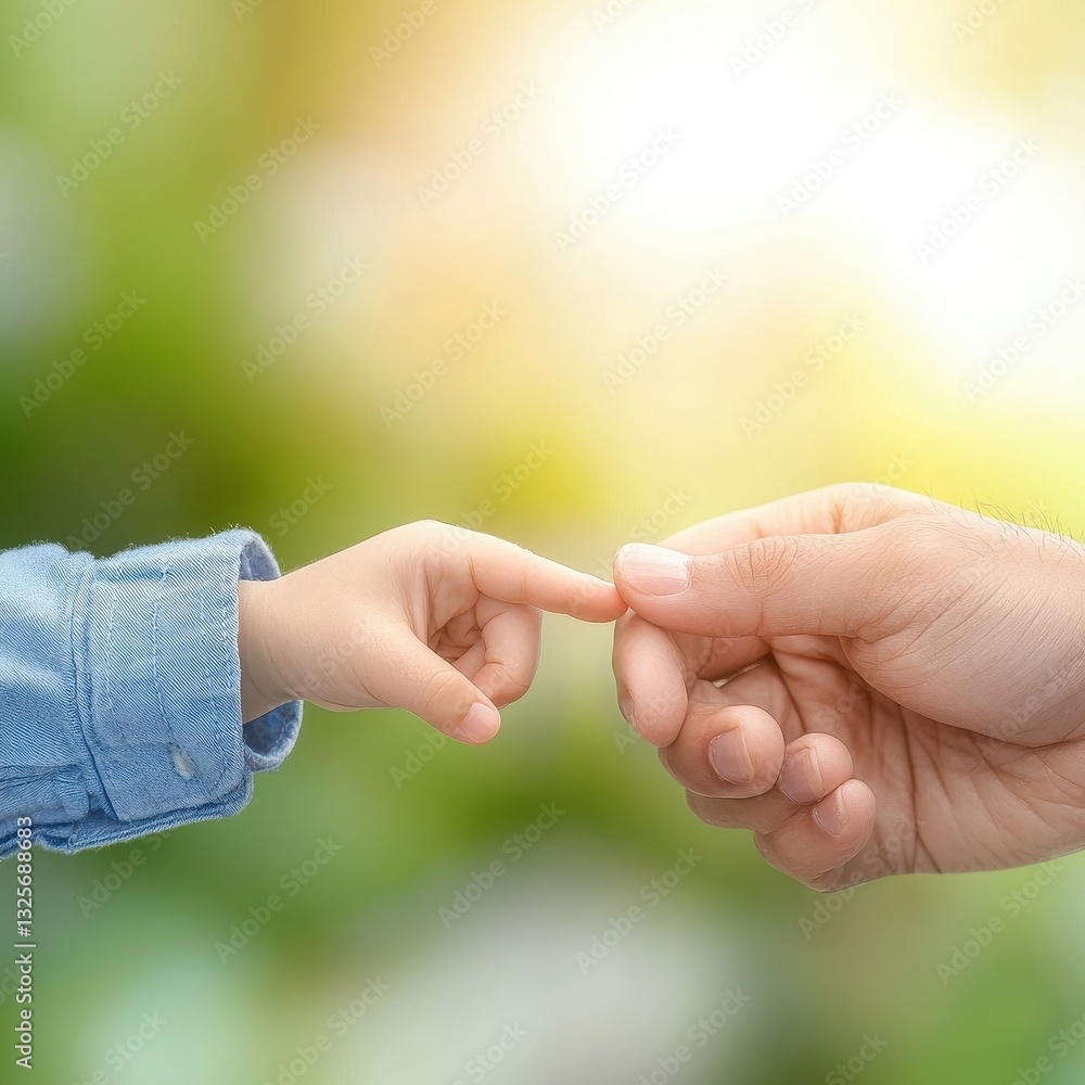 Intimate connection between adult and child as person holds tiny hand of small child in tender moment