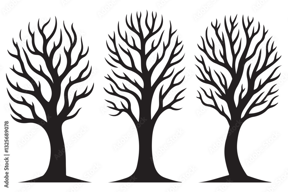 Obraz premium Bare Tree Silhouette Vector Bundle for Autumn Winter Design Projects