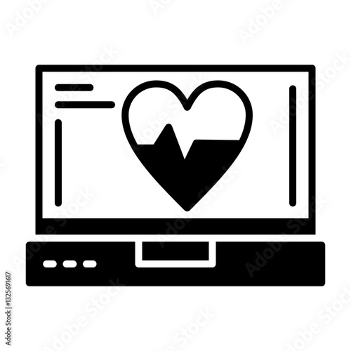 Heartbeat Laptop Interface Solid Icon