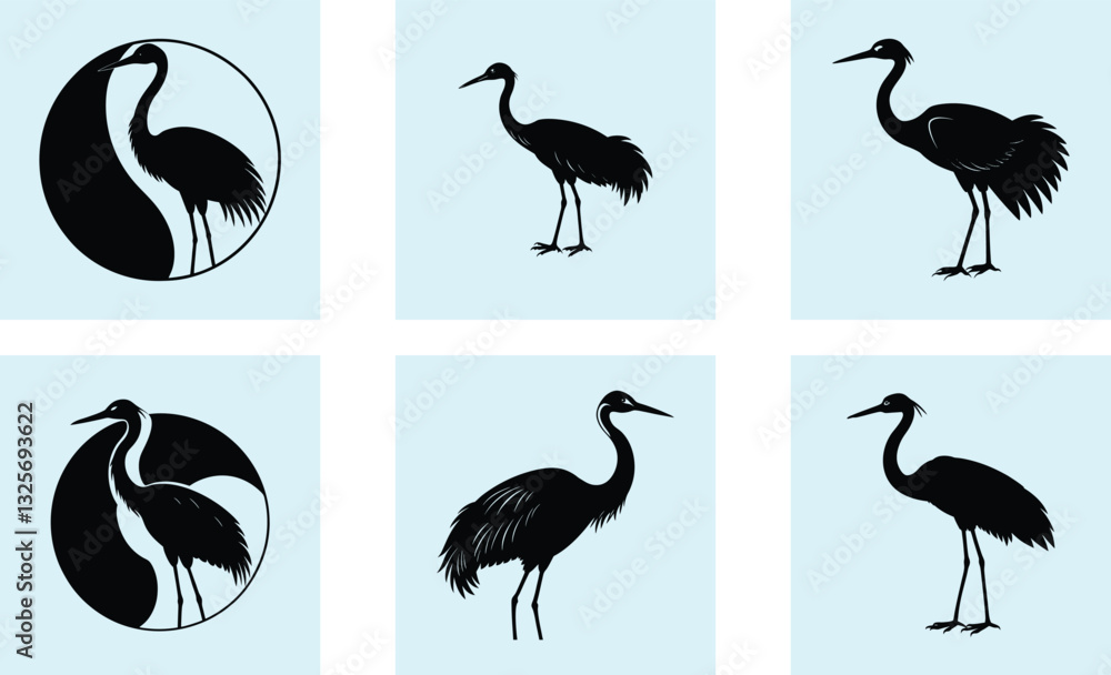 Obraz premium Crane Silhouette vector