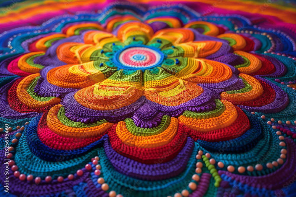 Vibrant psychedelic mandala with bold colors, swirling fractal patterns, and optical illusions for meditation., colorful flower pattern, Vibrant psychedelic mandala with bold colors, swirling fractal patterns, and optical illusions for meditation., colorful flower pattern,