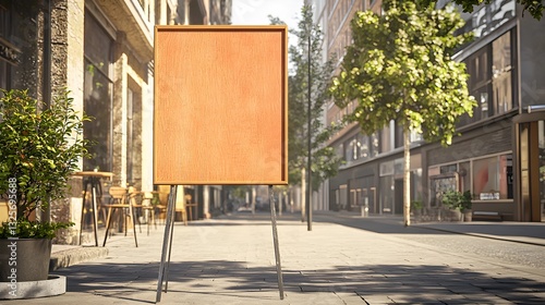 Freestanding Wooden Signboard Outside Cozy Cafe
