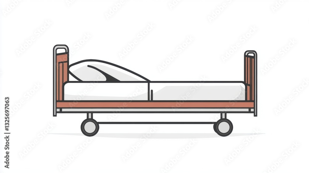 Minimalistic Illustration of a Hospital Bed with Adjustable Features and Clean Lines Isolated on a White Background for Healthcare or Medical Projects Minimalistic Illustration of a Hospital Bed with Adjustable Features and Clean Lines Isolated on a White Background for Healthcare or Medical Projects
