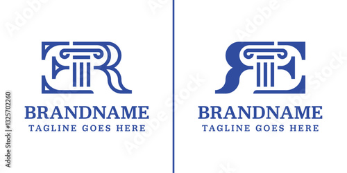 Letters RE or ER Pillar Law Logo, symbolizing strength, stability, and justice