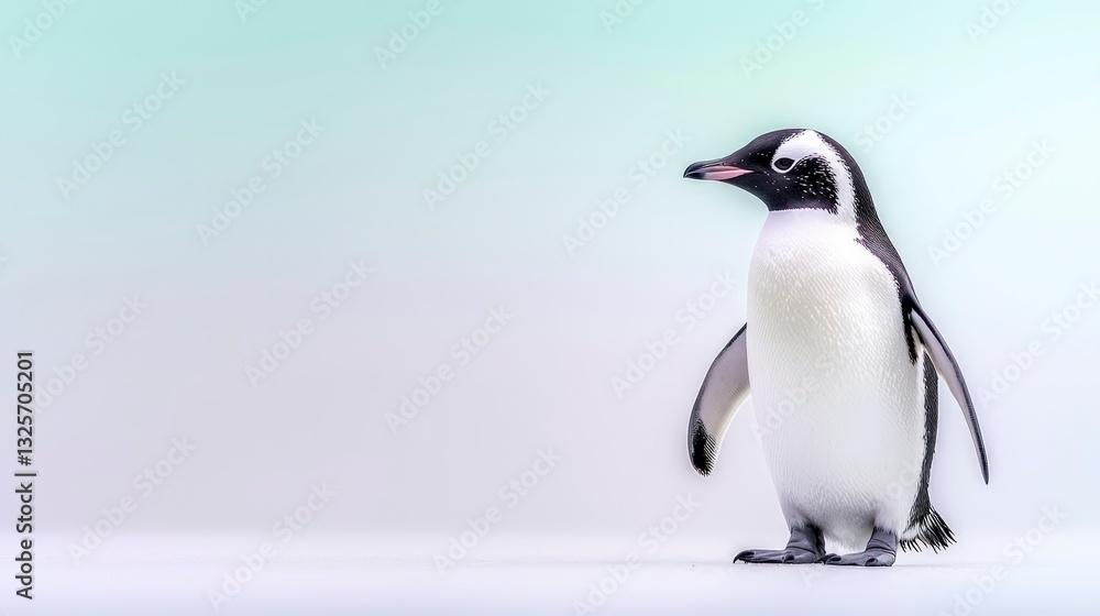 Naklejka premium Adorable Penguin High Resolution Wildlife Photo Cinematic Animal Image White Background